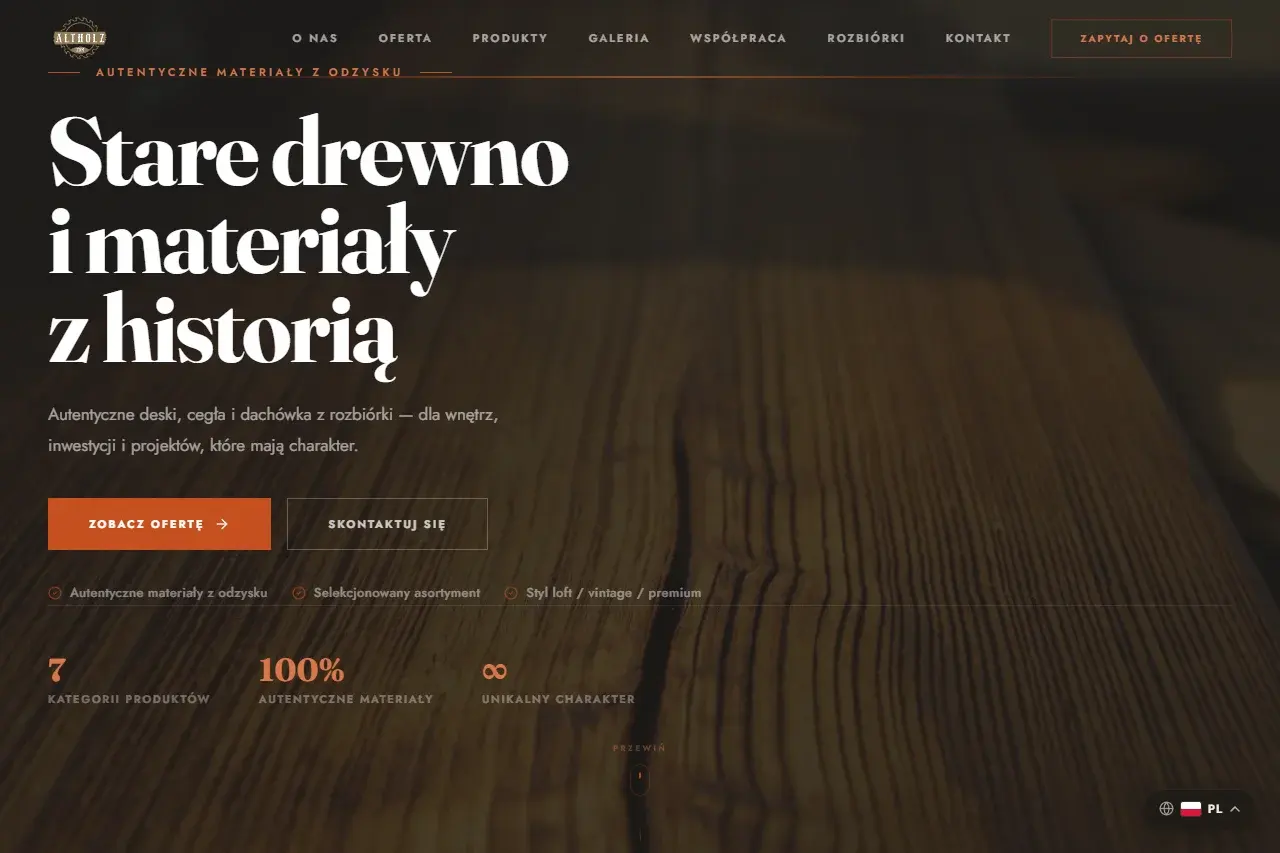 Altholz.com — Realizacja ONEXO (Strona WWW)