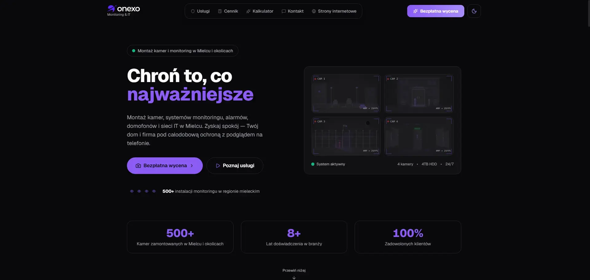 KameryMielec.pl — Realizacja ONEXO (Strona WWW)